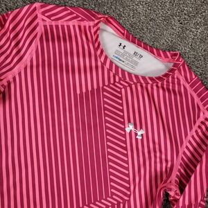 Under Armour ColdGear Shirt Womens XS Pink Excellent 1236814 Striped Base Layer